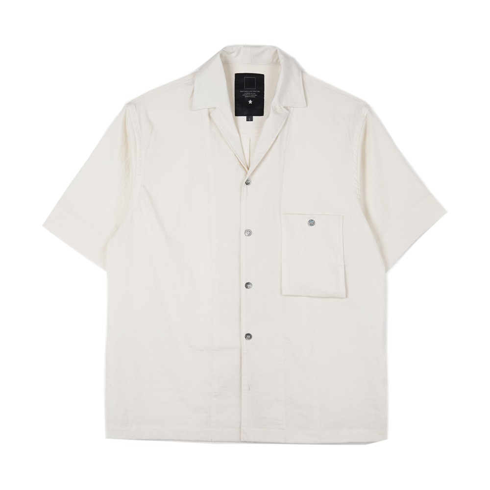 오파츠 Simple open-collar Pocket shirts_White