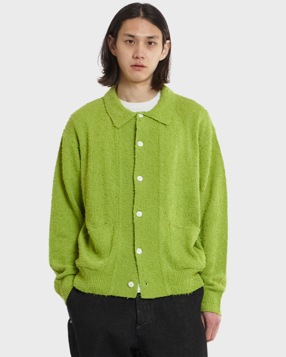 Boucle Shirt Cardigan (Lime)
