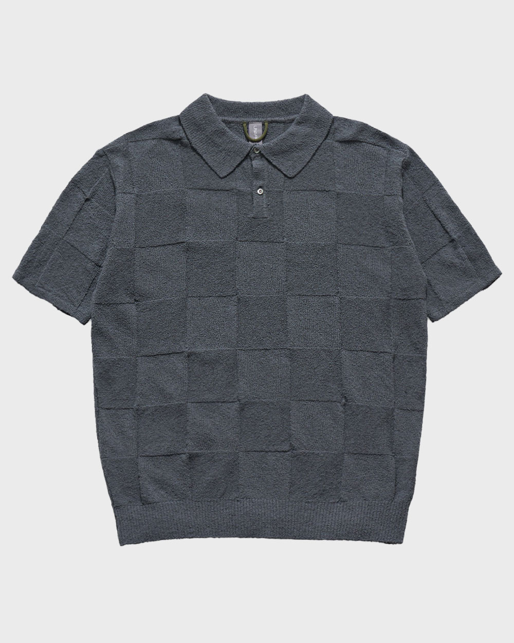 Knitted Polo Shirt (Charcoal Blue)