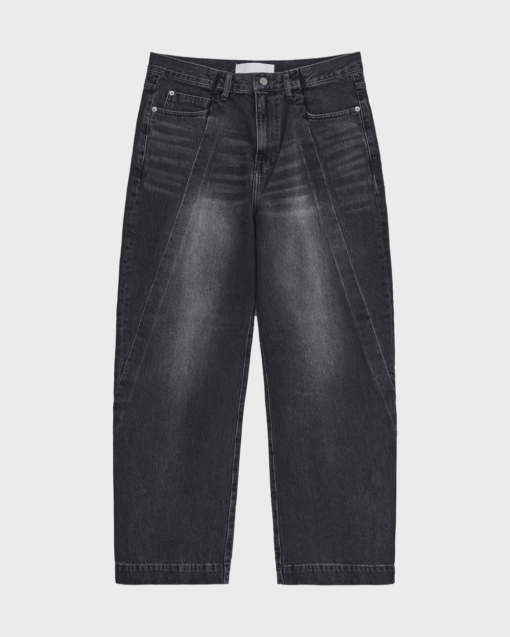 Men&#039;s Diagonal Cut Denim Pants (Black)