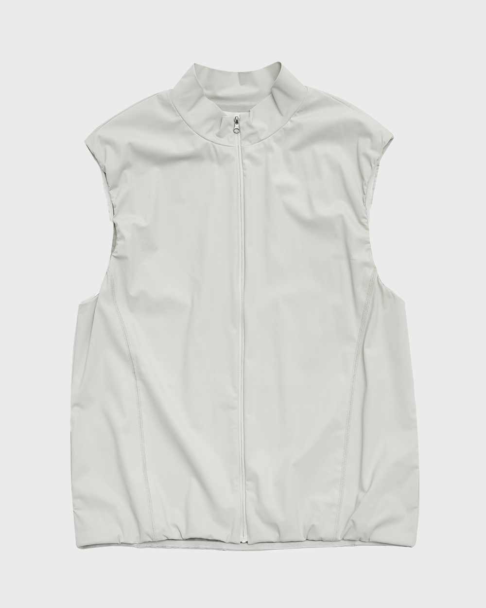 High Neck Zip-Up Vest (Light grey)