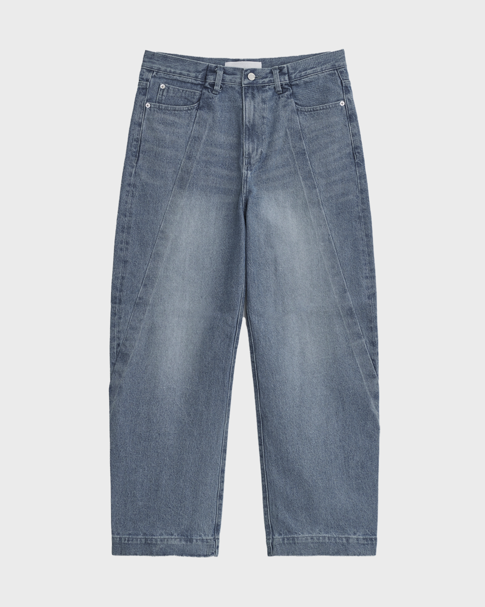 Men&#039;s Diagonal Cut Denim Pants (Light Blue)