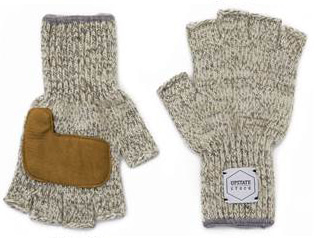 업스테이트스탁 Fingerless Wool Glove (Palm Leather)_Oatmeal