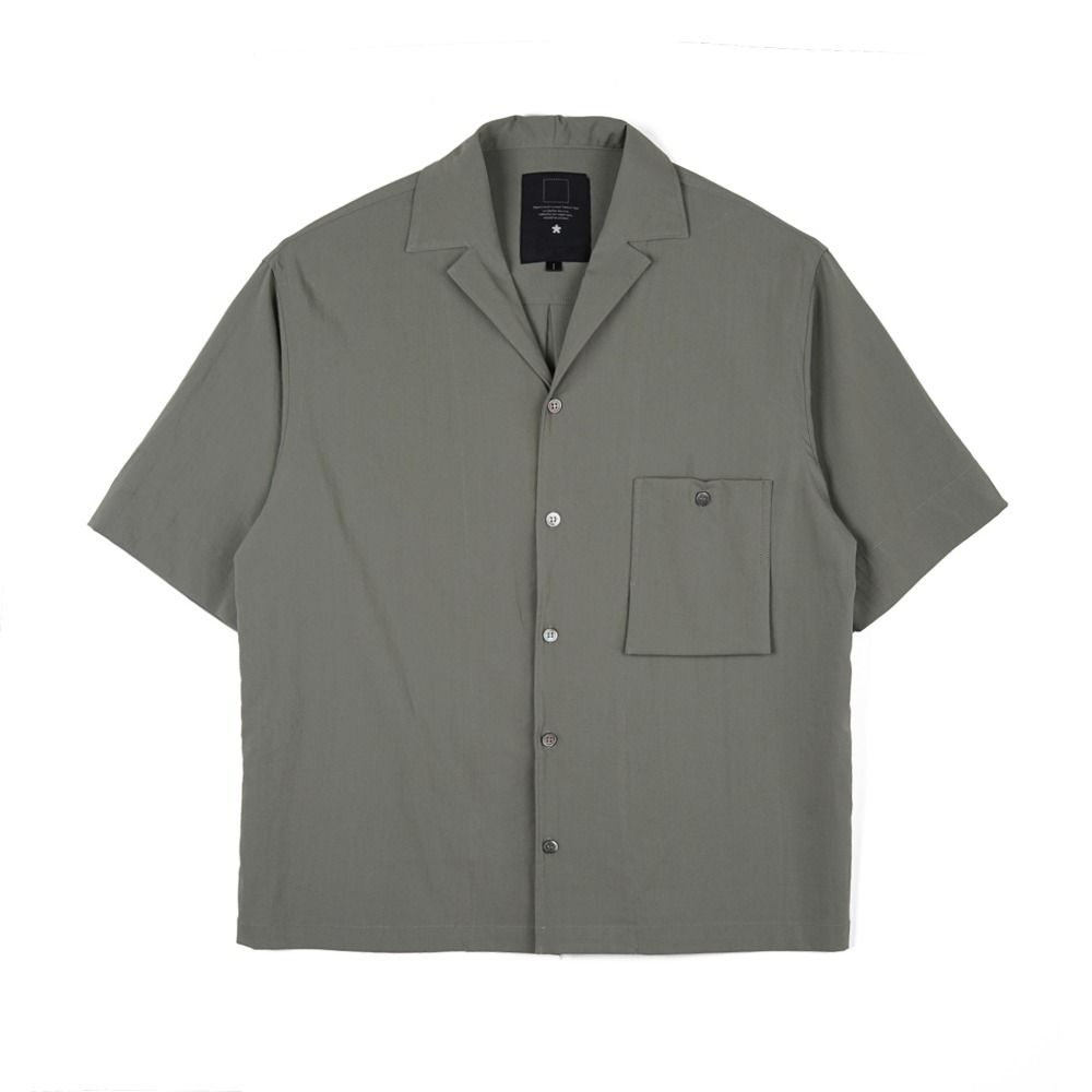 오파츠 Simple open-collar Pocket shirts (Olive)